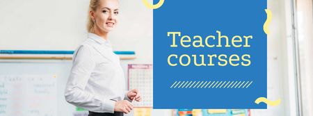 Platilla de diseño Smiling Teacher in classroom Facebook cover
