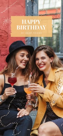 Ontwerpsjabloon van Snapchat Moment Filter van Feestvarken Meisjes met Cocktails