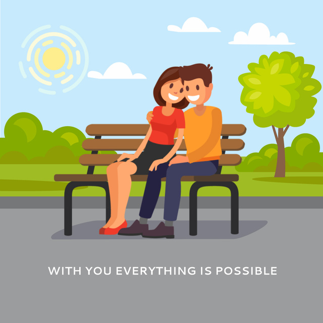 Couple hugging on a bench Animated Post Tasarım Şablonu