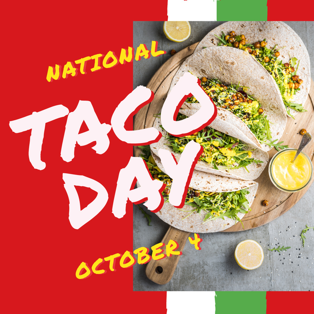 Plantilla de diseño de Taco Day Menu Mexican Dish on Plate Instagram 