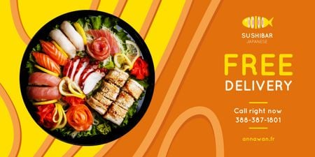 Sushi Menu Offer Fresh Seafood Set Image Design Template