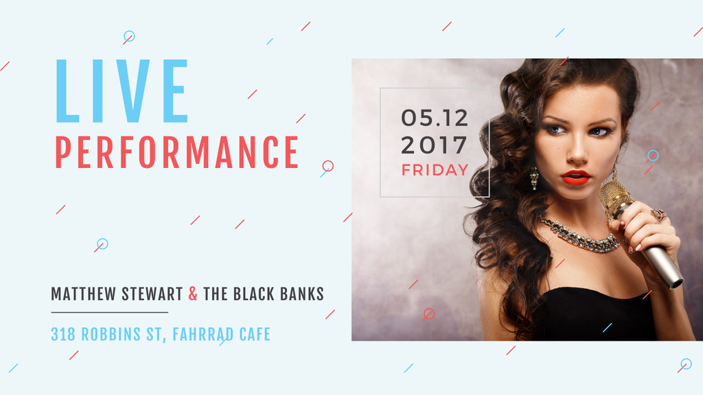 Live performance Announcement with Female Singer Youtube Design Template