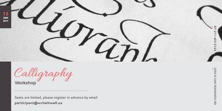 Convite para oficina de caligrafia Twitter Modelo de Design