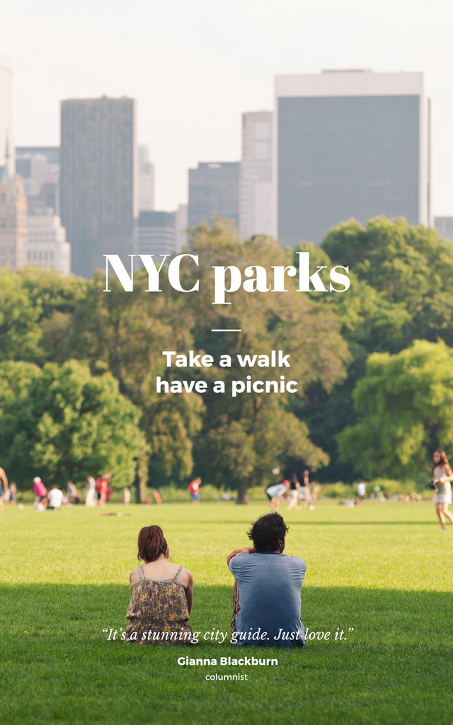People in New York City Park Book Cover Design Template