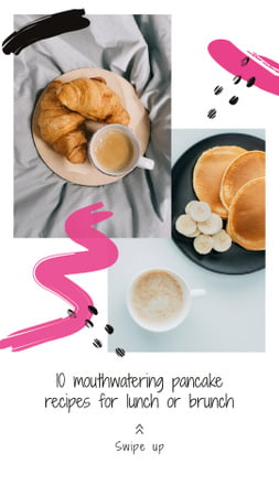 Pancakes Recipes Ad for Lunch and Brunch Instagram Story Design Template