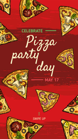 Plantilla de diseño de Pizza Party Day Ad with pieces of pizzas Instagram Story 