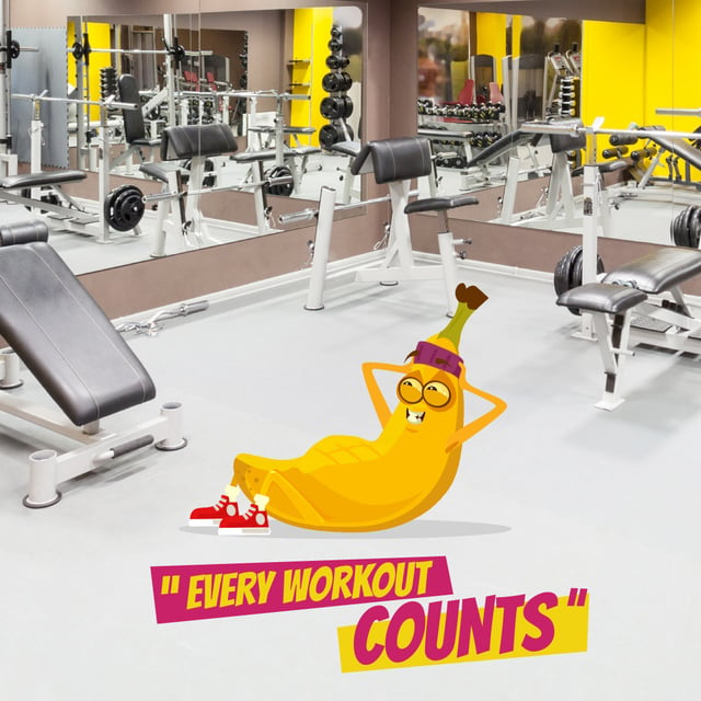 Banana training in Gym Animated Post Design Template