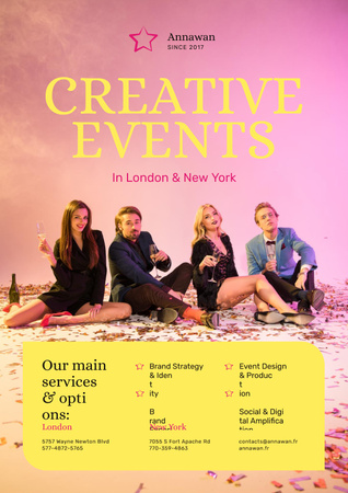 Plantilla de diseño de Creative Event Invitation People with Champagne Glasses Poster 