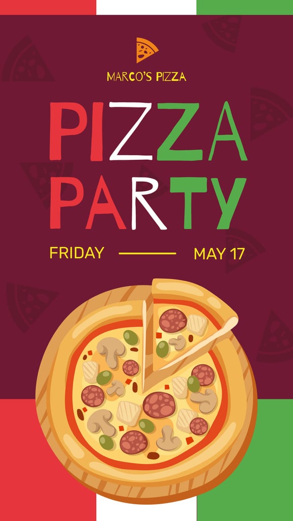 Plantilla de diseño de Pizza Party Day Ad on Italian Flag Instagram Story 