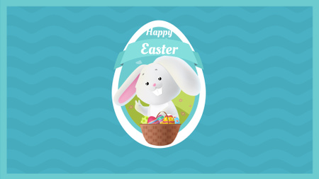 Ontwerpsjabloon van Full HD video van Easter bunny with colored eggs in basket