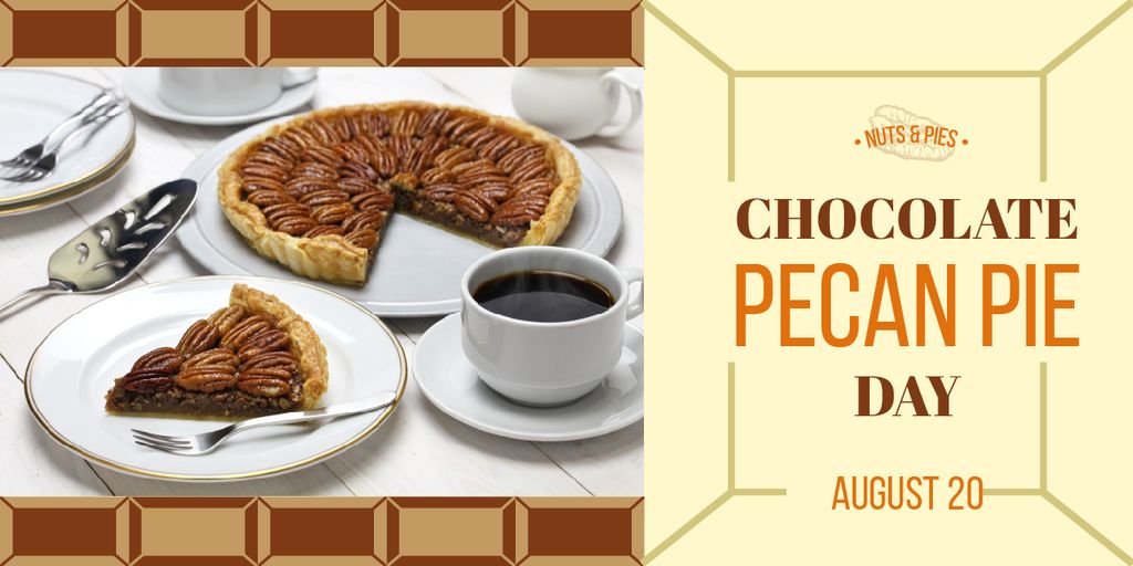 Announcement of Chocolate Pecan Pie Day Offer and Coffee Image Tasarım Şablonu