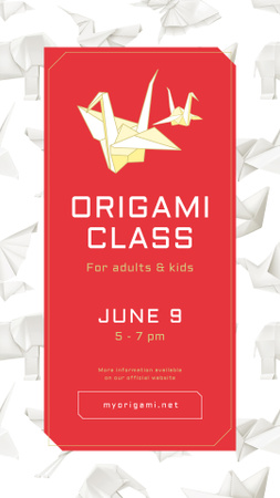 Template di design corsi d'arte annoucement con animali di carta origami Instagram Story