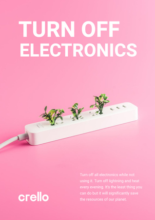Ontwerpsjabloon van Poster van Energy Conservation Concept with Plants Growing in Socket