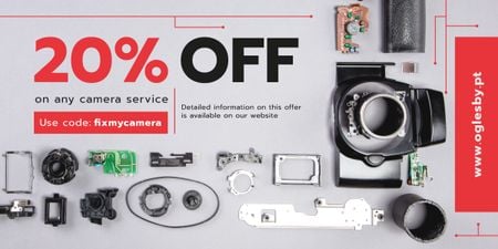 Camera Service Ad Details and Parts Image Design Template