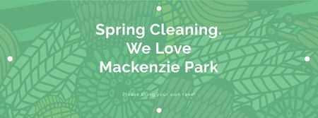 Spring Cleaning Event Invitation with Green Floral Texture Facebook cover Design Template
