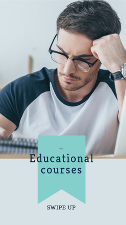Student writing at Educational course Instagram Story Design Template