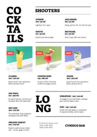 Bar Cocktails in glasses Menu – шаблон для дизайну
