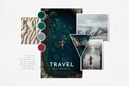 Travel Tour in mountains impressions Mood Board Design Template