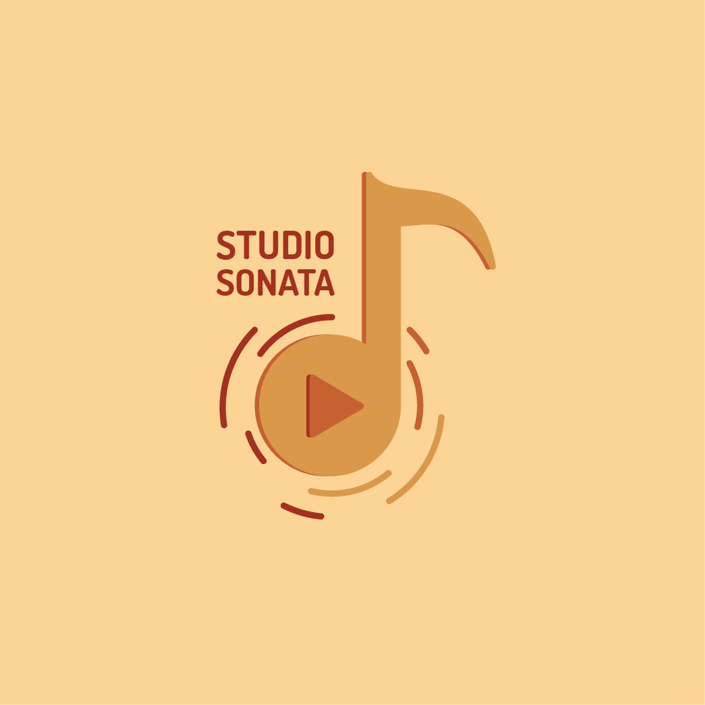 Music Studio Ad with Note Symbol Logo Design Template