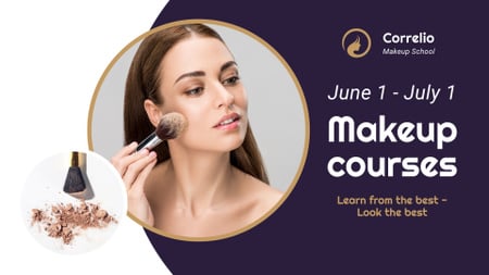 Plantilla de diseño de Makeup Courses Annoucement with Woman applying makeup FB event cover 