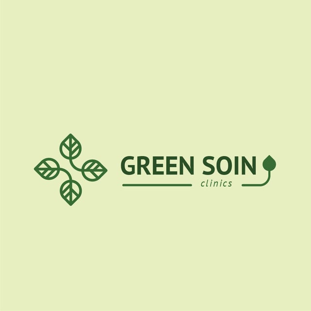 Clinic Promotion with Medical Cross with Leaves Logo Design Template