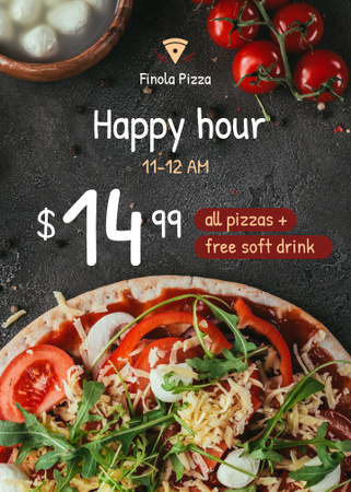 Happy Hour Pizza Offer Flayer Modelo de Design