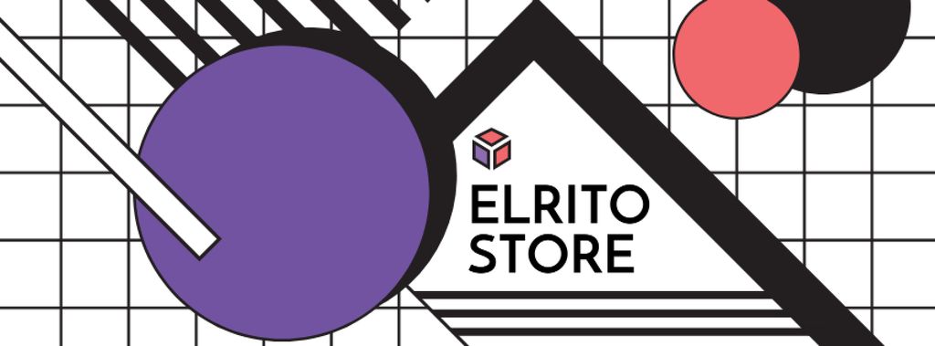 Store sale on geometric pattern Facebook cover tervezősablon