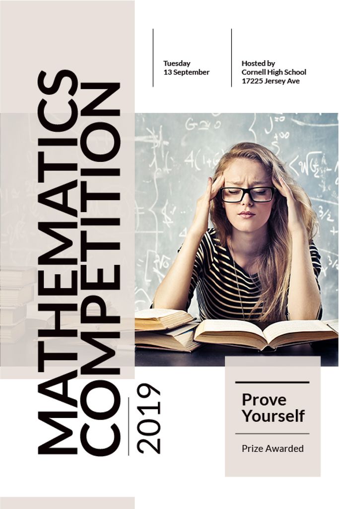 Mathematics competition announcement with Thoughtful Student Tumblr Design Template