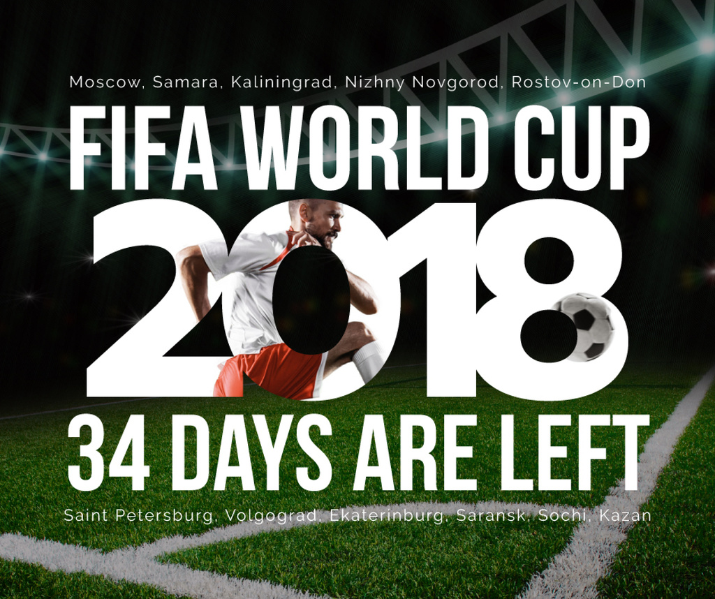 Template di design Football World Cup 2018 in Russia Facebook