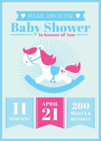 Rocking horse toy for Baby Shower Invitation Design Template