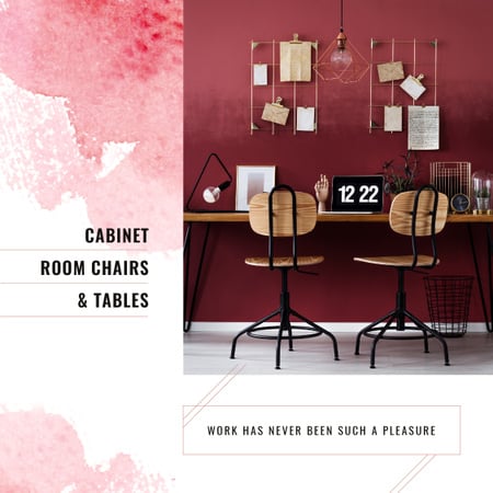 Modèle de visuel Table de travail publicitaire pour magasin de meubles avec ordinateur portable - Instagram AD