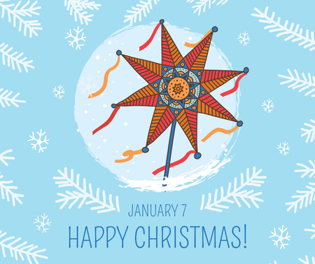 Yıldız ile mutlu Noel tebrik Facebook Tasarım Şablonu