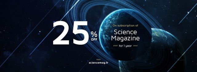 Science Magazine Offer with Planets in Space Facebook cover Design Template