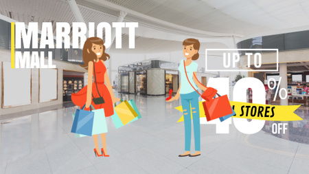 Mall Sale Announcement Cheerful Girls with Shopping Bags Full HD video – шаблон для дизайну