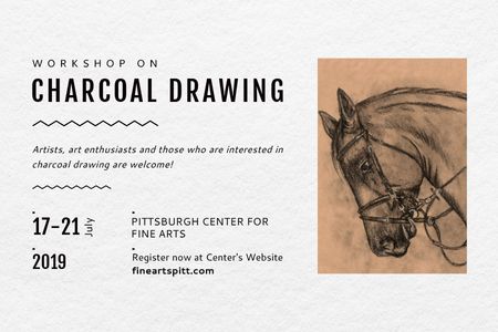 Plantilla de diseño de Charcoal Drawing Ad with Horse painting Gift Certificate 