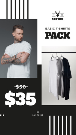 Platilla de diseño Male Clothes Store Sale Basic T-shirts Instagram Story