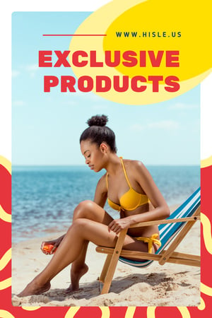 Woman applying sunscreen Pinterestデザインテンプレート