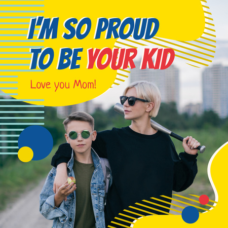 Stylish mother with her son on Mother's Day Instagram Design Template