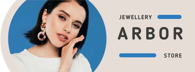 Ontwerpsjabloon van Facebook cover van Jewelry Offer Woman in Stylish Earrings
