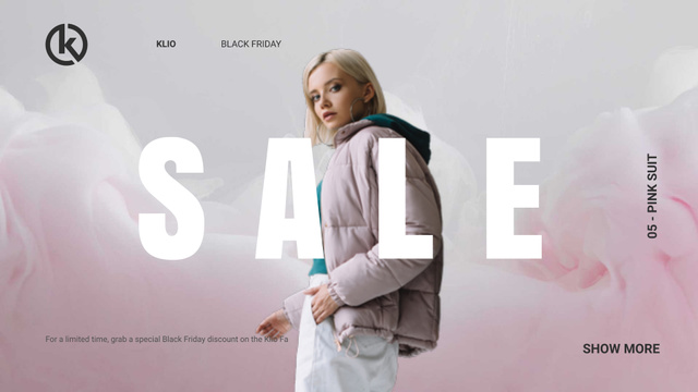 Designvorlage Black Friday Sale Girl in Stylish Outfit für Full HD video