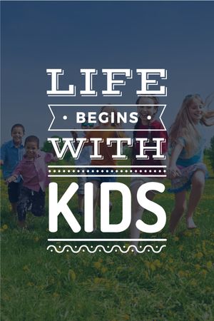Motivational Quote with Kids on Green Meadow Tumblr Design Template