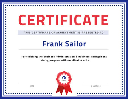 Business Course program Achievement with stamp Certificate tervezősablon