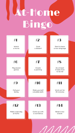 Plantilla de diseño de At-Home Bingo challenge in pink Instagram Video Story 