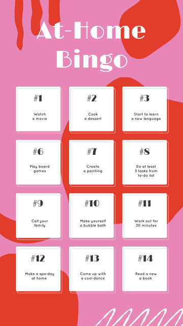 At-Home Bingo challenge in pink Instagram Video Story Design Template