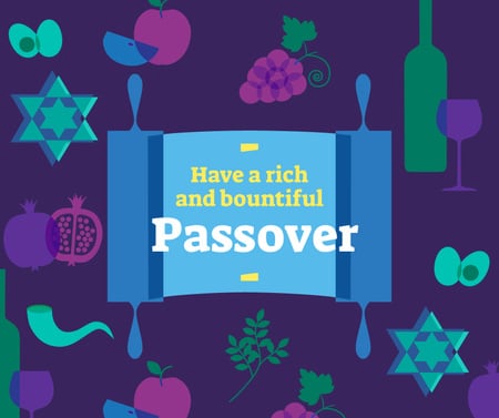 Designvorlage Happy Passover holiday attributes für Facebook