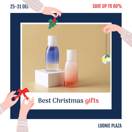 Christmas Sale Skincare Products Bottles Instagramデザインテンプレート
