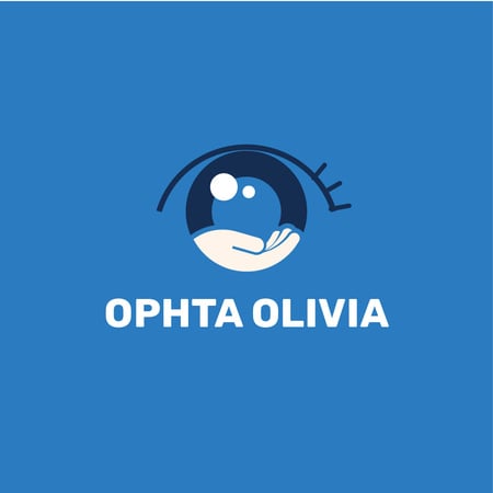 Plantilla de diseño de Clínica de Oftalmología con icono de ojo en azul Logo 