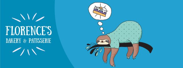 Sloth dreaming about cake Facebook Video cover tervezősablon