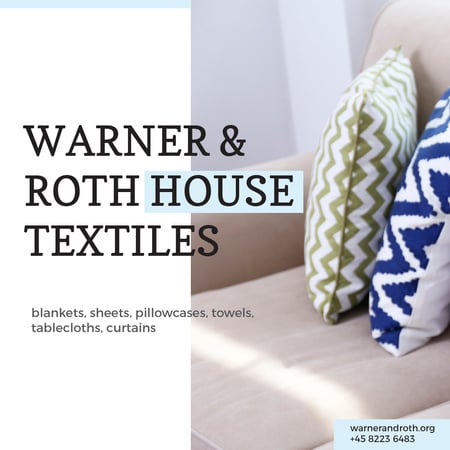 Ontwerpsjabloon van Instagram van House Textiles Offer with Bright Pillows
