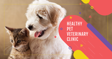 Veterinary clinic Ad with Cute Pets Facebook AD Design Template